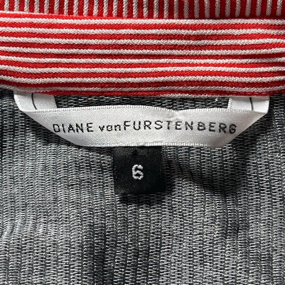 Vintage Diane Von Furstenberg Bruce Striped Collared Bodycon Dress 8 Lightweight - Picture 4 of 14